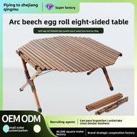 Table pliante octogonale en hêtre Qingmu personnalisée pour camping, pique-niques, voyages en camping-car, cafés et restaurants tendance