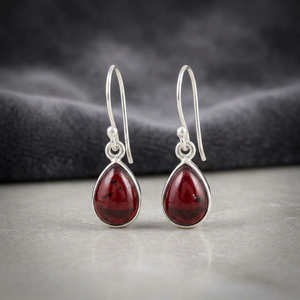 2025 New Arrival 925 <b>Sterling</b> <b>Silver</b> Round Garnet Cabochon Bezel <b>Set</b> Drop <b>Earrings</b> Handmade Wedding Party Gift Unisex Jewelry - Product Image 3