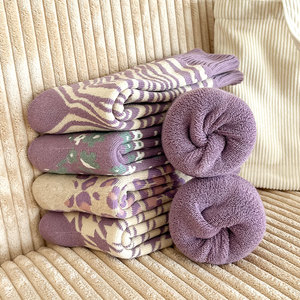 <span class=keywords><strong>Calcetines</strong></span> de rizo de longitud media morados de Taro de fantasía para <span class=keywords><strong>mujer</strong></span>, patrón de rayas gruesas con forro polar, cálido, de moda, talla única para todos DIZHIFEI - Product Image 5