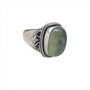 925 Sterling <b>Silver</b> Natural Prehnite Green Gemstone Boho Design Wedding Engagement Handmade <b>Ring</b> for Women <b>Men</b> High Quality Gift - Product Image 3