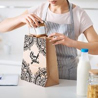 Sac d'emballage alimentaire à emporter en papier kraft brun biodégradable et recyclable avec logo imprimé personnalisé et poignée en corde