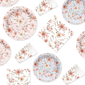 DAMAI 2025 Nuevo Diseño de Artículos para Fiestas con Temática Floral, con Platos de Papel Desechables, Servilletas y Juego de Vajilla para Fiestas de Té - Product Image 1