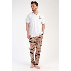 <b>Mens</b> V-Neck Short-Sleeve Silk and Cotton <b>Pajama</b> <b>Set</b> Home Wear Robe with Custom Logo Print Casual Style XL Size - Product Image 4