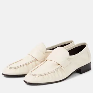 Genuine leather sole, white loafers, top layer, cowhide Muller shoes, women's single shoes