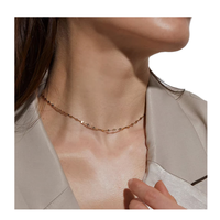 Collier chaîne minimaliste en acier inoxydable 316L plaqué or 14 carats, chaîne classique simple plaquée or pour mariages et cadeaux