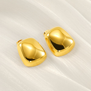 Geometric Gold Stud Earrings Stainless Steel Women's Fashion Jewelry Lightweight Elegant Design For Everyday Wear - Product Image 3
