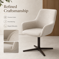 Chaise de salle à manger pivotante haut de gamme, dossier haut, revêtement tissé crème, pivotement à 360° °   Base rotative en forme d'étoile pour hôtel et restaurant