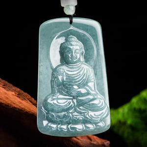หยกเจไดต์ธรรมชาติสีน้ำเงิน จี้หยกพระพุทธเจ้าพระสังฆราชขนาดใหญ่  จี้รูปสัตว์ประจำปีนักษัตรแกะและลิง  จี้สำหรับผู้ชายและผู้หญิง รุ่น FG74 - Product Image 3