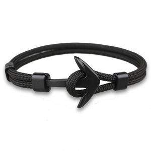 Pulsera de cuerda de nailon de moda con dijes de avión y ancla de barco para hombre, joyería tejida a mano - Product Image 1