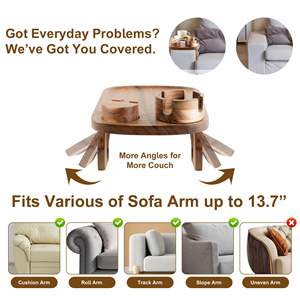 Table d'appoint 3-en-1 en bois d'acacia durable avec supports pour téléphone et tasse, idéale pour salle de bain et garage - Product Image 4