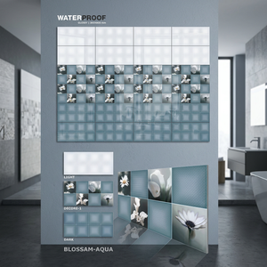 Carreaux muraux en céramique de luxe Foshan 300x600mm 12x24 en porcelaine émaillée, finition miroir bleu Méduse, pour hôtel, salle de bain, hall, extérieur - Product Image 1