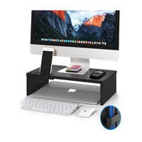 Kayu Berdiri Riser Meja Rak TV Cellphone Pemegang Ergonomis Laptop Printer Stand Desktop Rak Hitam