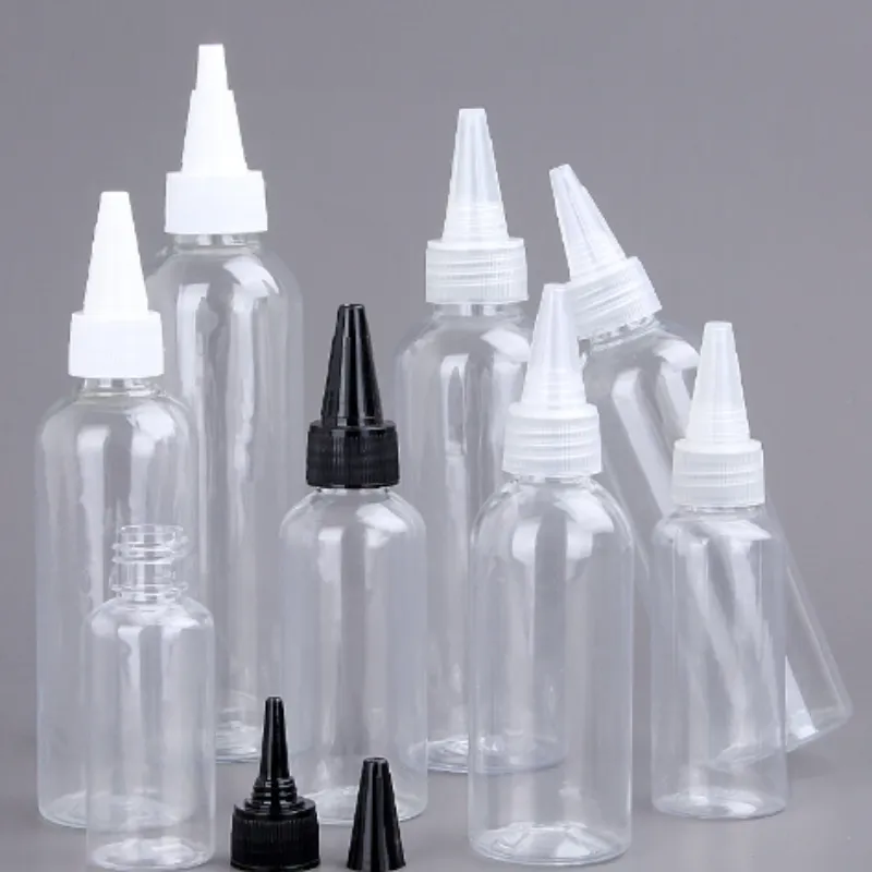 Toptan 2oz 4oz 8oz plastik sıkma şişeleri saç yağı büküm kap şişeleri 120ml pigment mürekkep büküm doldurulabilir şişeler
