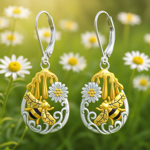 Pendientes de Dos Tonos con Diseño de Insecto, Chapados en Oro, Aleación de Zinc, Joyería de Moda para Mujer - Product Image 2