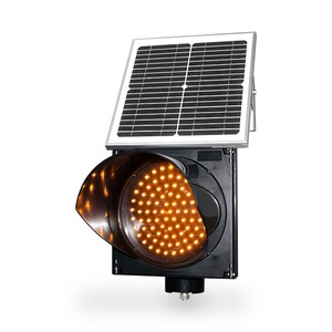 Luz intermitente amarilla de tráfico de advertencia de energía solar de venta de fábrica - Product Image 1