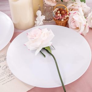Assiettes en plastique rigide réutilisables, blanches et noires, assiettes à dessert, assiettes de fête avec bord doré - Product Image 6
