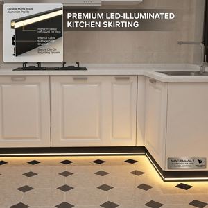 Plinthe LED moderne de 80 mm en aluminium avec profil décoratif mural en acier inoxydable de l'usine de Foshan - Product Image 6