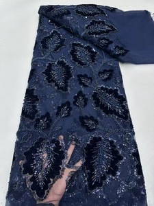 Ni. Ai cỏ màu xanh lá cây màu chất lượng cao đính cườm ren vải sequin ren lưới với ngọc trai lớn cho tiệc cưới cho phụ nữ ăn mặc c261 - Product Image 3