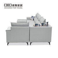 Canapé d'angle modulaire en cuir et tissu microfibre rembourré pour salon moderne de haute qualité
