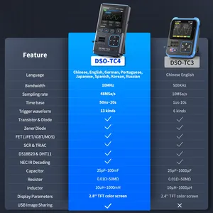 FNIRSI DSO-TC4 อัปเกรด 3 in 1 ออสซิลโลสโคปดิจิตอล 10MHz 48Ms/s เครื่องทดสอบทรานซิสเตอร์ เครื่องทดสอบชิ้นส่วนอิเล็กทรอนิกส์ เครื่องมือชาร์จ USB - Product Image 3