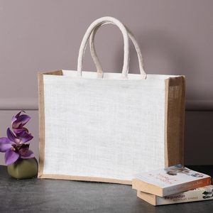 Sacs de courses réutilisables avec poignées en coton, sacs fourre-tout en toile de jute, sacs de plage en jute, sacs fourre-tout réutilisables en toile de jute - Product Image 5