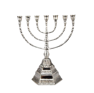 Clásico religioso cobre antiguo 7 rama templo 12 tribus portavelas Menorah por exportador indio - Product Image 5