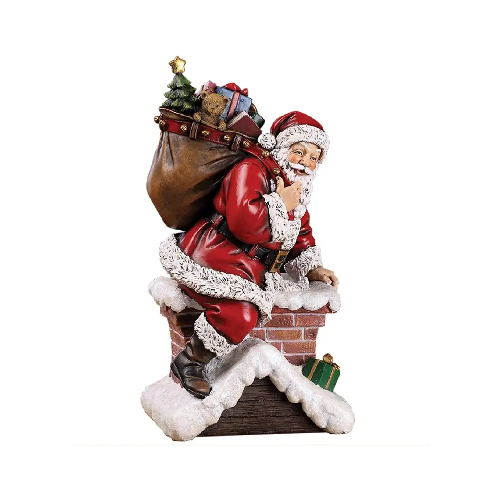 Sampel Gratis Santa Memanjat Turun Cerobong Asap dengan Hadiah, dan Rak Buku atau Meja <span class=keywords><strong>Menawarkan</strong></span> Batu Resin