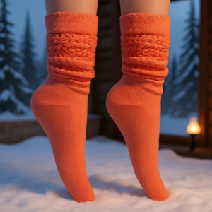 Calcetines Deportivos Largos para Mujer Db, Color Naranja Claro, de Algodón, Tejidos, Absorbentes de Sudor, Talla Única, para Uso Diario en Invierno, Cálidos, Tallas 5-10 - Product Image 2