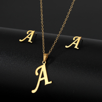 Ensemble de bijoux tendance en acier inoxydable : collier et boucles d'oreilles avec lettres, bijoux en acier inoxydable pour femmes, vente en gros