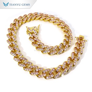 Tianyu Color Gemstone Cuban chain <b>necklace</b> gold-plated and inlaid with zircon hip-hop style chain jewelry for Unisex - Product Image 3
