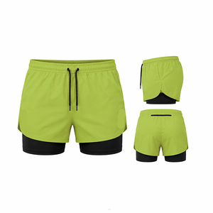 Custom Double <b>Layer</b> Running Shorts Lightweight Performance Sportswear With Compression Liner And Secure Pockets For Athletes - Product Image 2