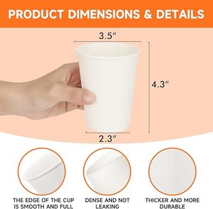 แก้วกาแฟกระดาษแบบใช้แล้วทิ้งขนาด 12 ออนซ์ [แพ็ค 300 ใบ] แก้วกาแฟร้อนสีขาวขนาด 12 ออนซ์ ดีไซน์หนาพิเศษสำหรับร้านกาแฟ บิสโทร งานปาร์ตี้ - Product Image 4