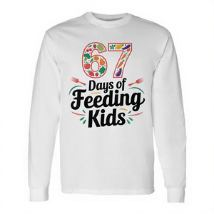 Camiseta de manga larga con estampado de 67 días de alimentación de niños, regalo para trabajadores de la cafetería - Product Image 2