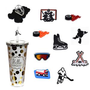 Ice Hockey Sports Straw Cap Drink Straw Plug Dust Cap 8mm Border <b>Party</b> Personalized Straw Decoration - Product Image 1