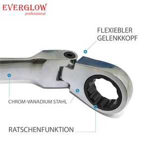 7 Piece Combination Flexible Metric <strong>Ratchet</strong> <strong>Spanner</strong> <strong>Set</strong> 180 Angled Adjustable Head Include 8 10 12 13 mm 14 17 19mm with Holder - Product Image 5