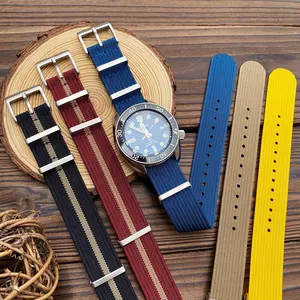 Cinturino per orologio in tessuto personalizzato One pass 19mm 21mm intrecciato 18mm 20mm 22mm cinturino per orologio in Nylon da polso a coste