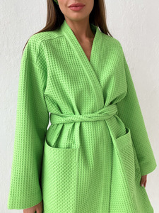 Home Hotel Spa <strong>Robe</strong> 100% Cotton <strong>Waffle</strong> Dressing Gown Unisex Bathrobe Plain Brown Classic <strong>Waffle</strong> Bathrobe - Product Image 2