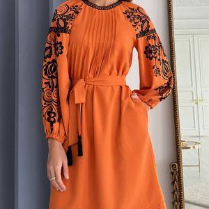 ชุดเดรสผ้าฝ้ายลินินทรงเอ สไตล์ลำลอง คอโอ แขนยาว ความยาวปานกลาง เหมาะสำหรับวันหยุดฤดูร้อนสำหรับผู้หญิง  ปรับแต่งได้ตามต้องการ - Product Image 3