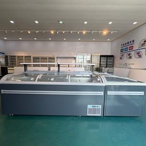 Congélateur commercial de supermarché grande capacité avec couvercle incurvé, vitre coulissante, éclairage LED et dégivrage automatique, réfrigérateur combiné en îlot - Product Image 4