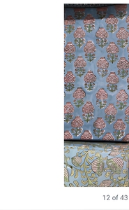 Hand Block Printed Cotton Fabric <b>Set</b> Blue Floral Buta Pattern Soft Breathable Dress Material for Kurta <b>Sewing</b> Home Decor - Product Image 3