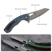 Couteau pliant Bochen New Damascus 2026, 60 HRC, couteau de poche EDC pour l'extérieur avec manche ergonomique coloré pour le camping, vente en gros OEM