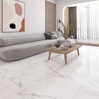 Carreaux de sol en porcelaine effet marbre blanc brillant 600x600mm de Chine, finition polie et émaillée pour salle de bain et mur intérieur