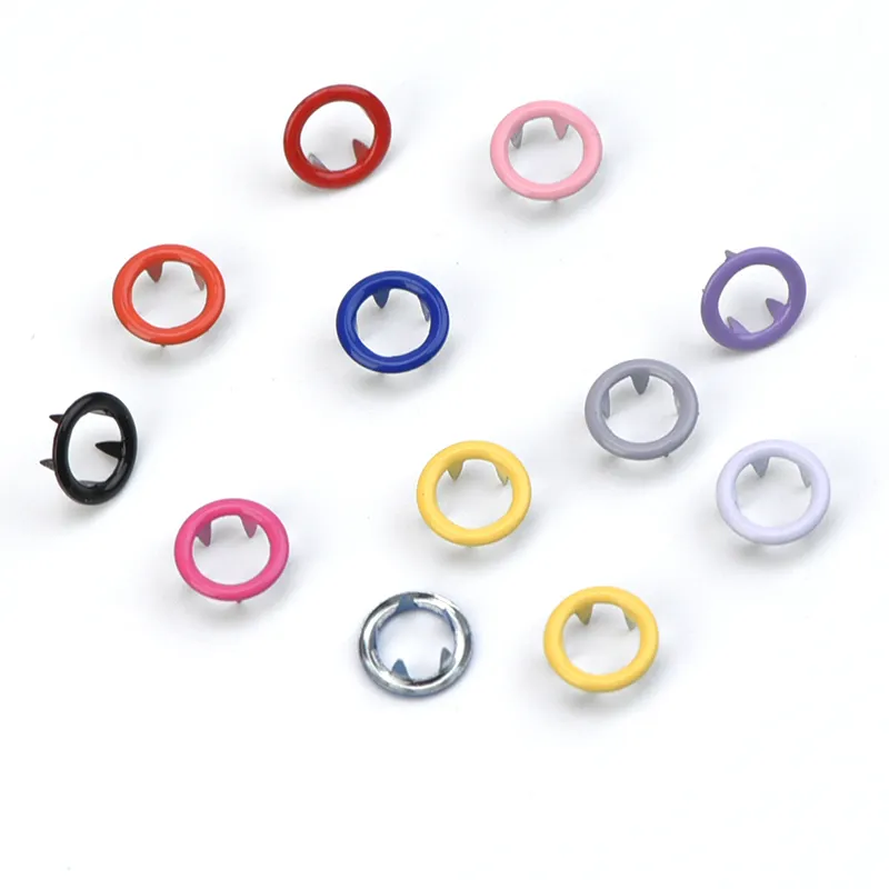 Accesorios personalizados para ropa, cinco anillos de garra, 9,5mm, 11mm, hebilla de cinco puntas de metal, botón de presión