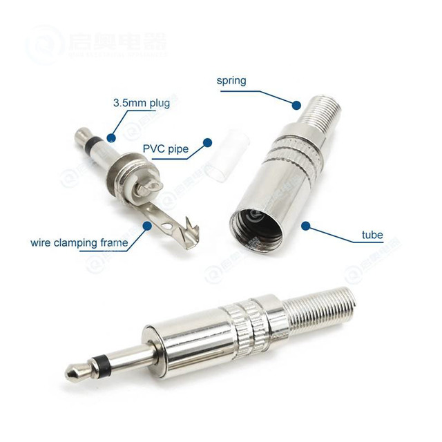 Nickel Plated 3.5 mm 1/8-inch Audio Jack Mono Plug Connector Accessory for Audio Equipment