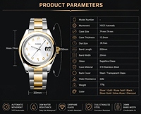 Montre pour homme mécanique NH35 à chiffres arabes automatique en acier inoxydable résistante à l'eau avec verre saphir et logo personnalisé