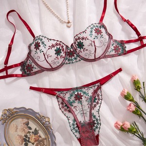 Ensemble de lingerie classique en dentelle brodée, sexy et confortable, deux pièces, vêtements pour femmes - Product Image 4