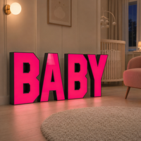 Lettres géantes 3D en acrylique LED BABY pour la décoration de fête de révélation du sexe du bébé, couleur rose et noir, taille personnalisable