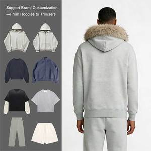 Felpa con Zip in Spugna Francese Personalizzata, Stile Streetwear Y2k, 100% Cotone, Design Distressed e Oversize con Pelliccia Sintetica per Uomo - Product Image 2