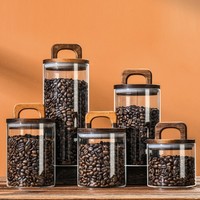 Pot à café avec couvercle à poignée de style américain, récipient de rangement rétro pour aliments, pot de conservation en verre hermétique et anti-humidité
