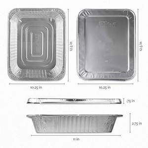 Rec32267f Rectangular Disposable Food <b>Containers</b> Steamtable Gastronomy <b>Foil</b> Pan with Plastic Lid Food Grade 3400ml Capacity - Product Image 2